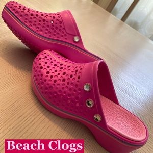 Rubber Beach Summer Clogs /W Crystals Sz 39